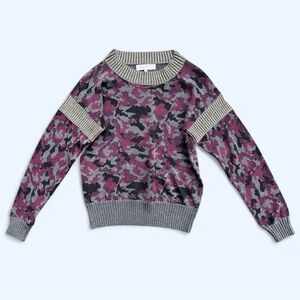 Decker Luxe Camo Silver Accent Crewneck Sweater in Purple/Gray Size XS Mixology